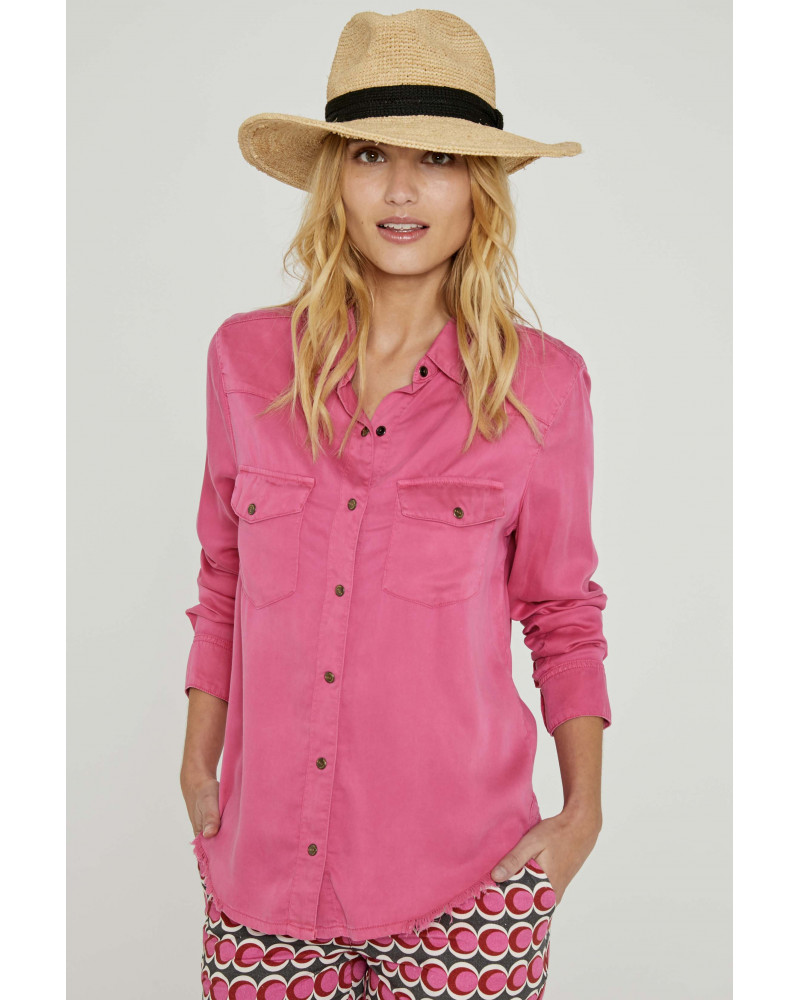 Chemise En Soie Fuchsia Froissee