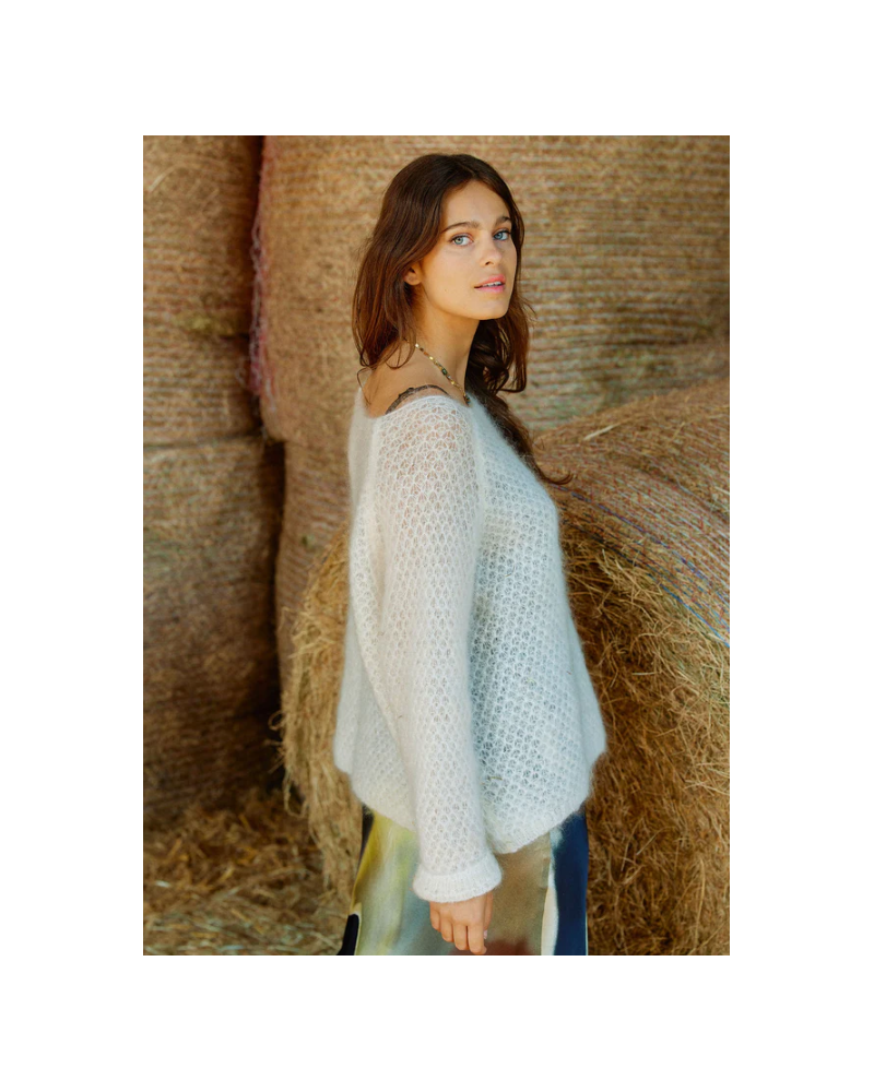 Pull Col Roulé Lauren Vidal - Laine Et Acrylique - Taille L - Écru - Neuf Avec étiquettes (prix D'origine 142€)